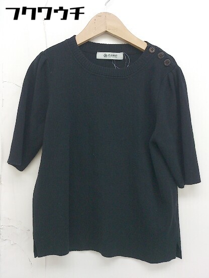 ◇ nano universe ナノ ユニバース 半袖 ニット セーター サイズ38 ブラック レディース 【中古】