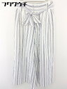 ◇ ◎ Samansa Mos2 blue ベルト付 ストライプ ワイド パンツ サイズF オフホワイト ネイビー レディース 【中古】