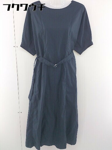 ◇ ◎ green label relaxing ベルト付き ノーカラー 五分袖 膝下丈 ワンピース サイズ 38 ネイビー レディース 【中古】 ◇ ◎ green label relaxing ベルト付き ノーカラー 五分袖 膝下丈 ワンピース サイズ 38 ネイビー レディース 【中古】