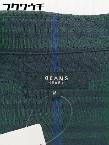 ◇ BEAMS HEART ビームス ハート チェック 半袖 シャツ サイズM グリーン ネイビー ブラック系 メンズ 【中古】