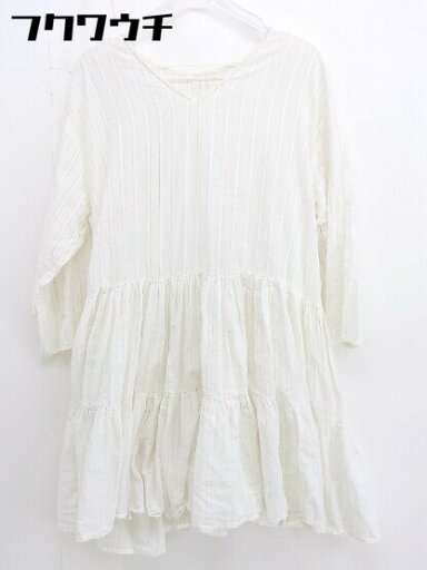◇ ADAM ET ROPE Chateau JUN ストライプ 長袖 ミニ チュニック ワンピース サイズF オフホワイト レディース 【中古】 ◇ ADAM ET ROPE Chateau JUN ストライプ 長袖 ミニ チュニック ワンピース サイズF オフホワイト レディース 【中古】