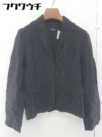 ◇ JOURNAL STANDARD リネン100% ストライプ 2B 薄手 長袖 テーラードジャケット ブラック レディース 【中古】