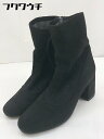 ◇ AZUL BY MOUSSY アズール サイドジップ ヒール ショート ブーツ サイズM ブラック レディース 【中古】