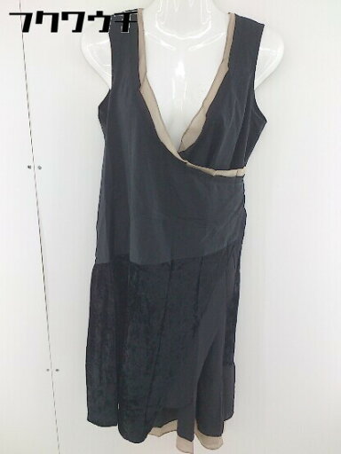 ◇ ◎ MERVEILLE.H 切替 ベロア カシュクール ノースリーブ 膝丈 ワンピース ブラック ベージュ レディース 【中古】 ◇ ◎ MERVEILLE.H 切替 ベロア カシュクール ノースリーブ 膝丈 ワンピース ブラック ベージュ レディース 【中古】