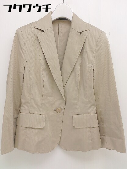 ◇ ICB アイシービー ピンストライプ 1B 七分袖 テーラードジャケット サイズJPN9 4 ベージュ レディース 【中古】