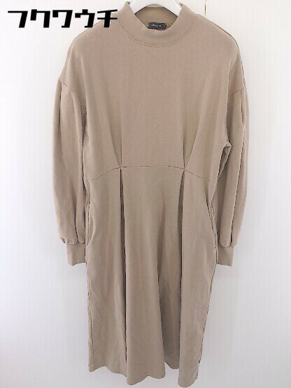 ◇ merlot メルロー ハイネック 長袖 膝下丈 ワンピース ベージュ レディース 【中古】