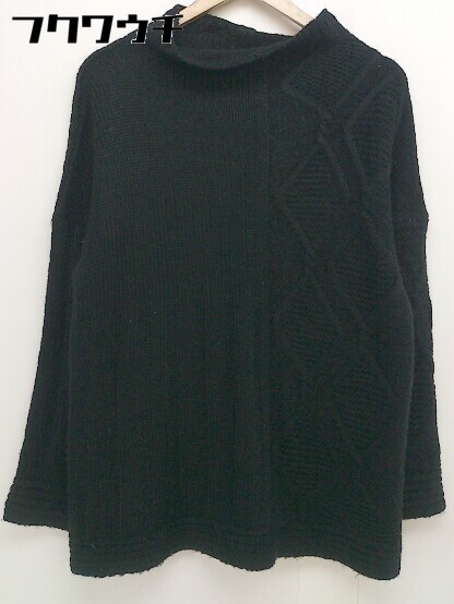 ◇ antiqua アンティカ ボトルネック ケーブルニット 長袖 セーター ブラック レディース 【中古】