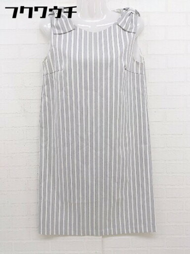 ◇ ROPE PICNIC ロペピクニック ストライプ ノースリーブ 膝下丈 ワンピース サイズ38 グレー オフホワイト レディース 【中古】 ◇ ROPE PICNIC ロペピクニック ストライプ ノースリーブ 膝下丈 ワンピース サイズ38 グレー オフホワイト レディース 【中古】