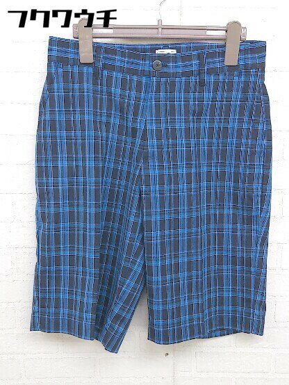 ◇ adidas アディダス チェック ハーフ ショート パンツ サイズS ネイビー ブルー メンズ 【中古】