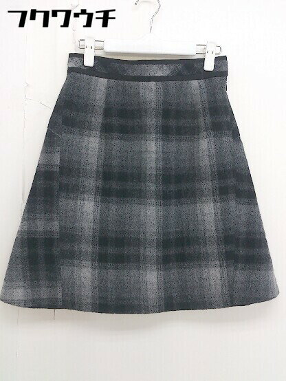 ◇ Demi-Luxe BEAMS デミルクス ビームス チェック 膝丈 フレア スカート サイズ36 ブラック グレー レディース 【中古】