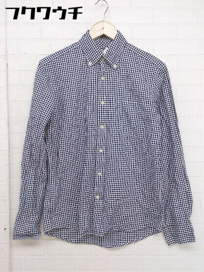 ◇ ◎ green label relaxing UNITED ARROWS チェック ボタンダウン BD 長袖 シャツ サイズS ホワイト ネイビー系 メンズ...