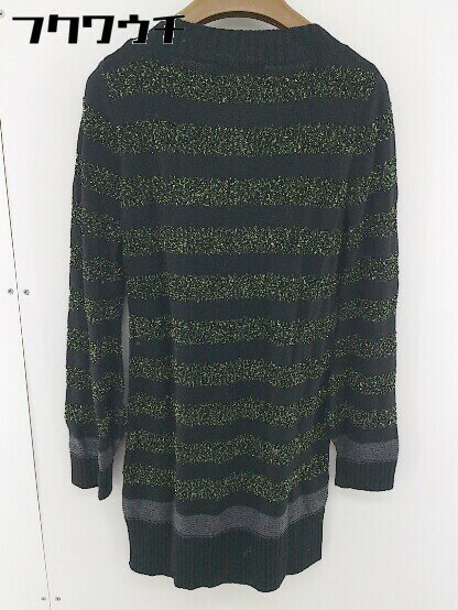 ◇ Another Edition UNITED ARROWS ボーダー 長袖 ミニ ニット チュニック ワンピース ブラック系 レディース 【中古】