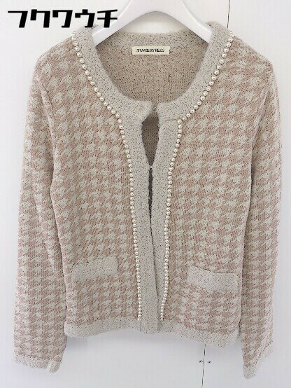 ◇ STRAWBERRY FIELDS ストロベリーフィールズ 千鳥格子 長袖 ボレロ サイズ ピンクベージュ系 レディース 【中古】