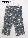 ◇ the ballroom 総柄 七分丈 サブリナ パンツ サイズ1 オフホワイト ブラック レディース 【中古】