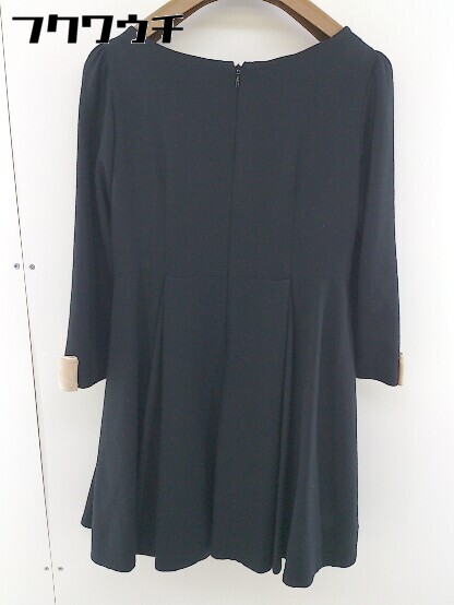 ◇ anatelier アナトリエ 袖リボン ノーカラー 長袖 ミニ チュニック ワンピース サイズ 36 ブラック レディース 【中古】