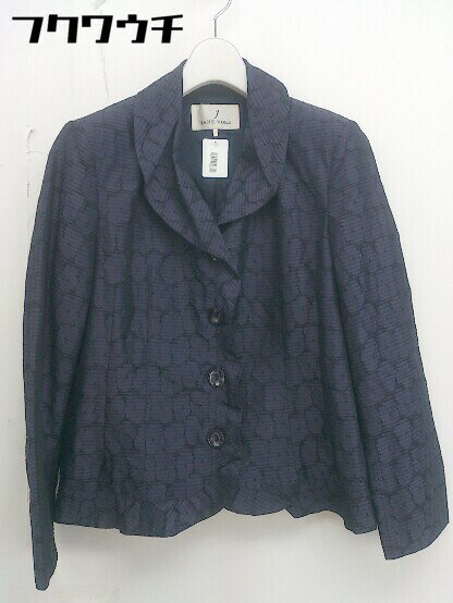 ◇ JANE MORE ジェーンモア 総柄 ラメ シングル 長袖 ジャケット サイズ9 パープル ブラック レディース 【中古】