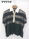 ◇ ◎ Haute Hippie オートヒッピー スパンコール シルク混 ニット 半袖 ポロシャツ サイズS ブラック ホワイト レディース 【中古】