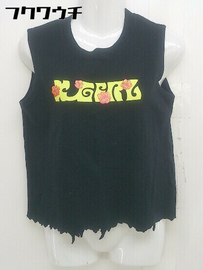 ◇ X-girl × FAFI コラボ ノースリーブ Tシャツ タンクトップ サイズ1 ブラック イエロー オレンジ系 レディース 【中古】