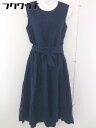 ◇ ◎ SUGAR ROSE シュガーローズ ベルト付 バックジップ ノースリーブ ロング ワンピース サイズF ネイビー レディース 【中古】