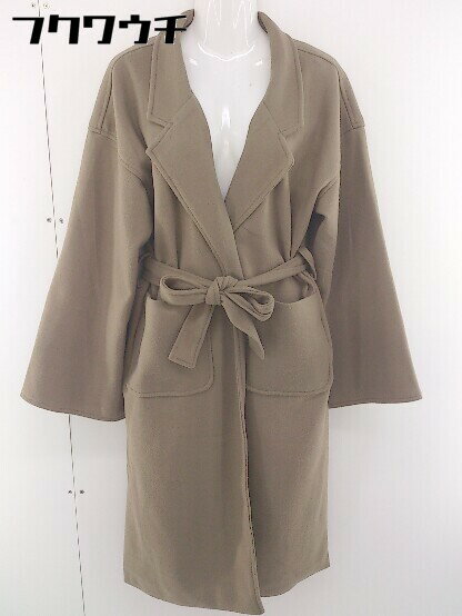 ■ ◎ JUNOAH ジュノア ベルト付 長袖 ロング コート サイズL ベージュ レディース 【中古】