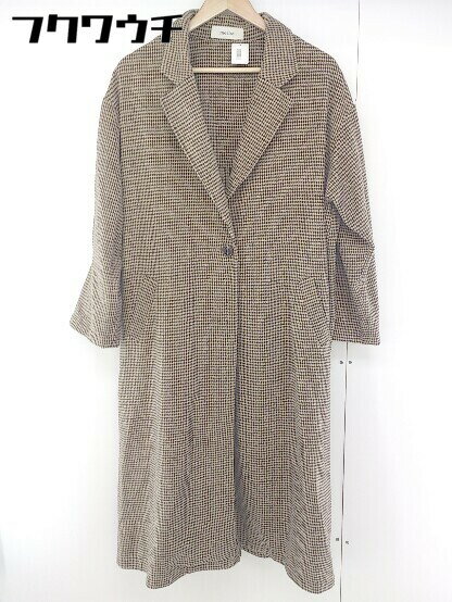■ merlot メルロー 千鳥格子 長袖 チェスターコート サイズ F ベージュ ブラウン レディース 【中古】