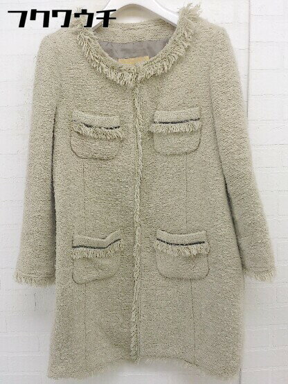 ◇ DENDROBIUM デンドロビウム フリンジ ノーカラー ニット 長袖 コート サイズ 38 ベージュ レディース 【中古】