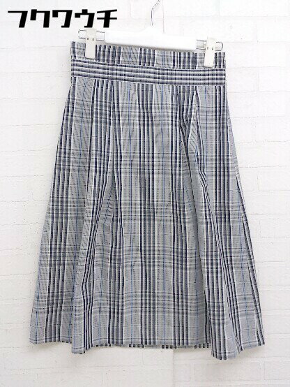 ◇ UNTITLED アンタイトル チェック 膝丈 フレア スカート サイズ0 ネイビー系 グレー系 ホワイト レディース 【中古】