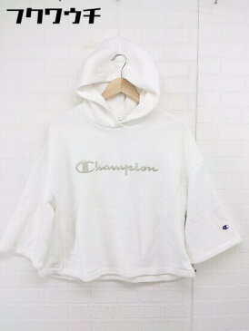 ◇ Champion チャンピオン REVERSE WEAVE 裏起毛 七分袖 プルオーバー パーカー サイズM ホワイト レディース 【中古】