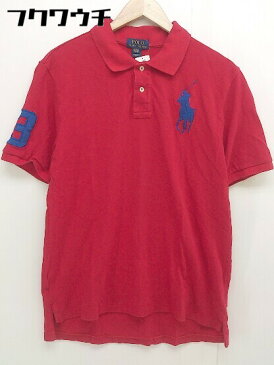 ◇ POLO RALPH LAUREN ビッグポニー 鹿の子 キッズ 子供服 半袖 ポロシャツ サイズXL(18-20） レッド メンズ 【中古】