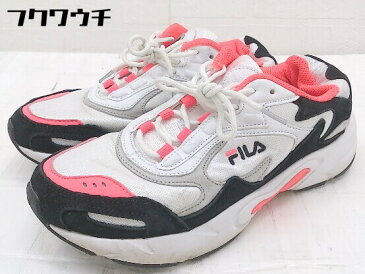 ◇ FILA フィラ レースアップ スニーカー シューズ サイズ25 ホワイト ピンク ブラック レディース 【中古】