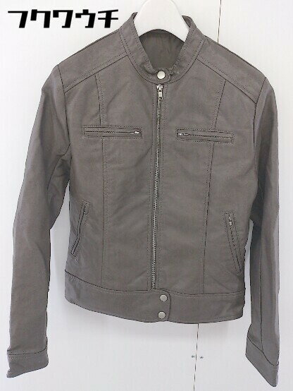 ◇ riche glamour リシェグラマー スタンドカラー レザー 長袖 ジャケット サイズ M ベージュ レディース 【中古】