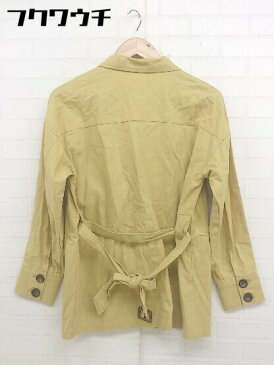 ◇ ◎ merlot メルロー ウエストベルト付き 長袖 ジャケット サイズM マスタード系 レディース 【中古】