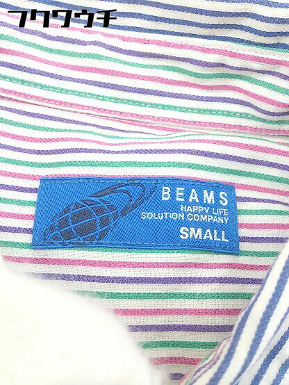 ◇ ◎ BEAMS ビームス ストライプ 半袖 シャツ サイズS ブルー ホワイト系 メンズ 【中古】