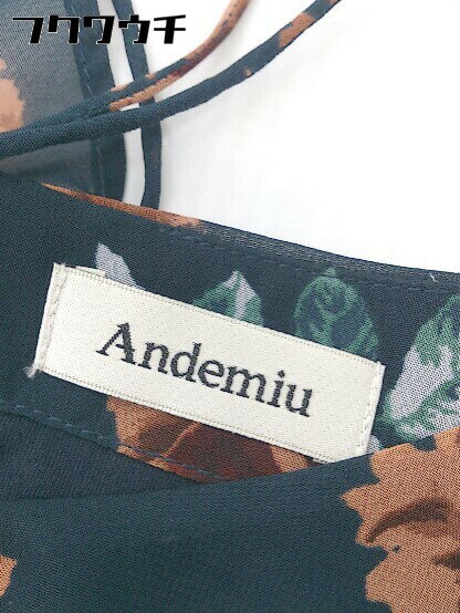 ◇ Andemiu アンデミュウ 花柄 フラワー 長袖 ロング ワンピース サイズS ネイビー レディース 【中古】