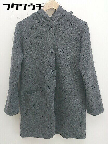 ◇ Samansa Mos2 blue サマンサモスモス ブルー 長袖 フード コート サイズM ミディアムグレー レディース 【中古】