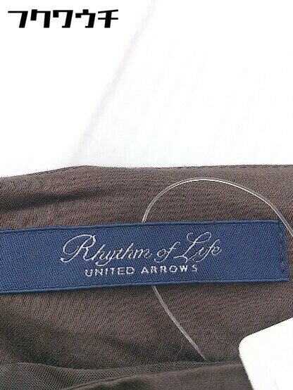 ◇ Rhythm of Life UNITED ARROWS ボーダー ノースリーブ 膝丈 ワンピース ブラウン ベージュ レディース 【中古】