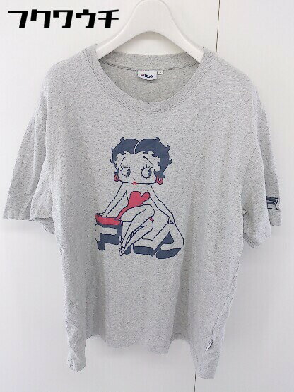 ◇ FILA フィラ BettyBoop ベティブープ 半袖 Tシャツ カットソー サイズ L グレー レディース メンズ 【中古】