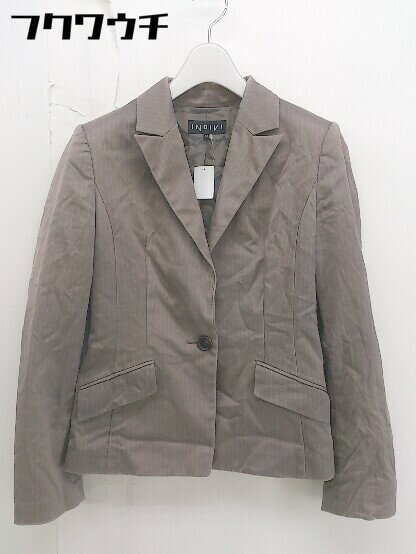 ◇ INDIVI インディヴィ ストライプ 長袖 ジャケット サイズ38 ベージュ レディース 【中古】