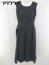 ◇ ◎ natural couture ベルト付き Aライン ノースリーブ 膝下丈 ワンピース サイズ F ブラック レディース 【中古】