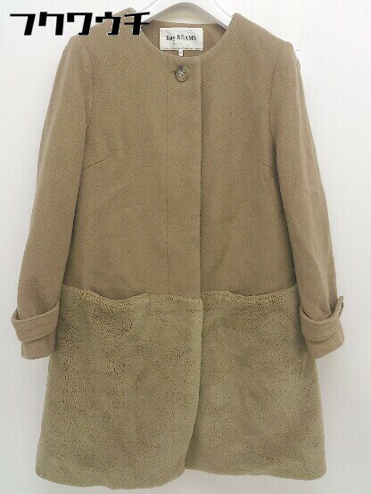■ Ray BEAMS レイビームス 切替 長袖 ノーカラー コート サイズ0 ベージュ レディース 【中古】