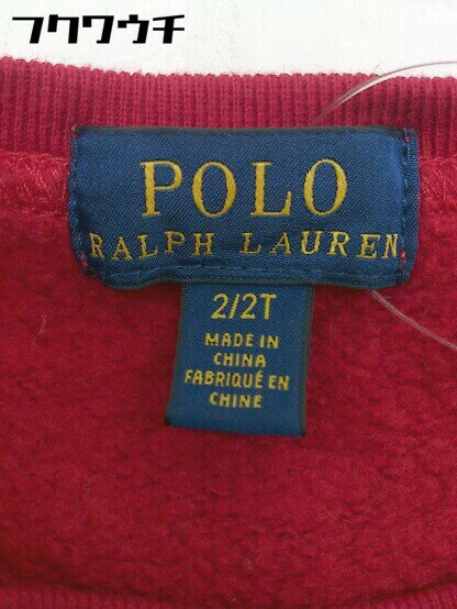 ◇ POLO RALPH LAUREN キッズ 子供服 裏起毛 ポロベア 長袖 トレーナー サイズ2/2T レッド レディース メンズ 【中古】