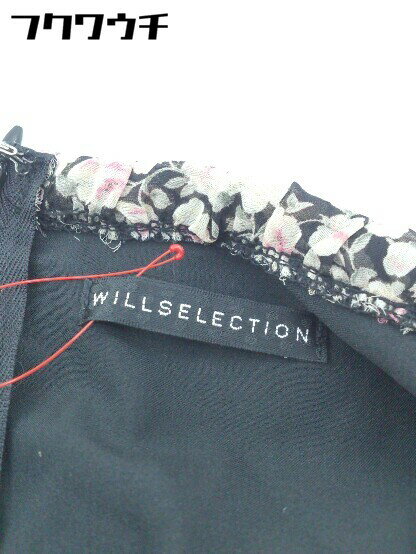 ◇ WILLSELECTION 花柄 フラワー レース 七分袖 ミニ ワンピース サイズ1 ブラック アイボリー レディース 【中古】