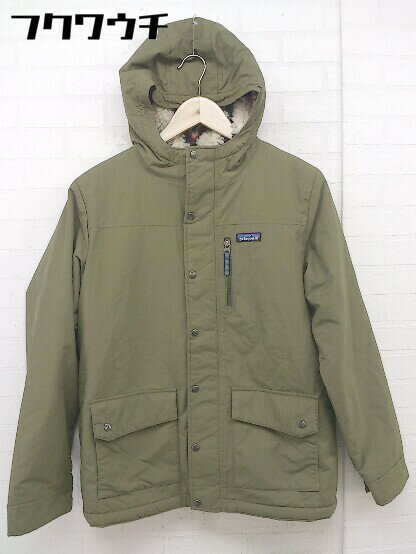 ■ patagonia パタゴニア 裏ボア キッズ 子供服 長袖 ジップアップ ジャケット サイズXL 14 カーキ メンズ 【中古】