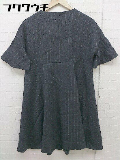 ◇ bulle de savon ビュル デ サボン ピンストライプ 五分袖 ミニ ワンピース サイズF ミディアムグレー レディース 【中古】