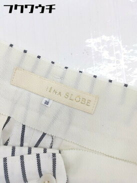 ◇ SLOBE IENA スローブ イエナ ストライプ ハイウエスト ワイド パンツ サイズ38 オフホワイト ブラック系 レディース 【中古】