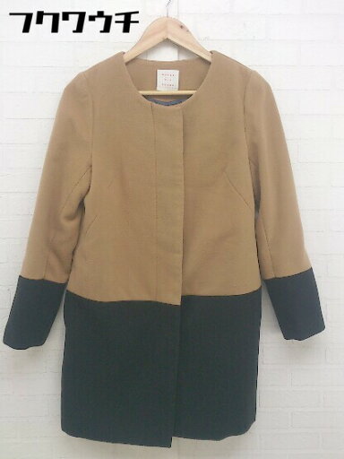 ■ SENSE OF PLACE by URBAN RESEARCH バイカラー 長袖 ノーカラーコート サイズ38 ブラウン ブラック レディース 【中古】 ■ SENSE OF PLACE by URBAN RESEARCH バイカラー 長袖 ノーカラーコート サイズ38 ブラウン ブラック レディース 【中古】