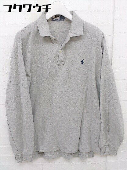 ◇ Polo by Ralph Lauren ポロ バイ ラルフローレン 鹿の子 ビッグポニー 長袖 ポロシャツ サイズM グレー メンズ 【中古】