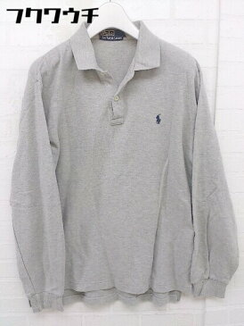 ◇ Polo by Ralph Lauren ポロ バイ ラルフローレン 鹿の子 ビッグポニー 長袖 ポロシャツ サイズM グレー メンズ 【中古】