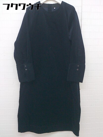 ◇ ◎ MUJI 無印良品 ムジルシ 長袖 膝下丈 ワンピース サイズM〜L ネイビー レディース 【中古】のサムネイル