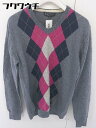 ◇ BEAUTY & YOUTH UNITED ARROWS アーガイル ウール ニット Vネック 薄手 セーター サイズM ダークグレー系 メンズ 【中古】